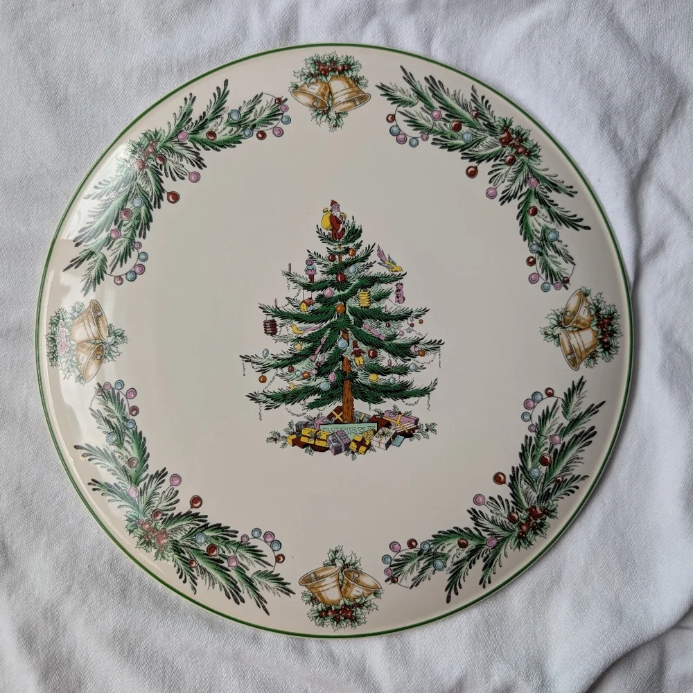 Spode Christmas Tree Garland Porcelain Cake Cheese Plate Discontinued